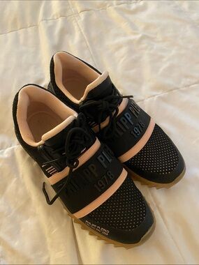 Philipp Plein Kids Black and Pink Slip-On Lace Sneakers